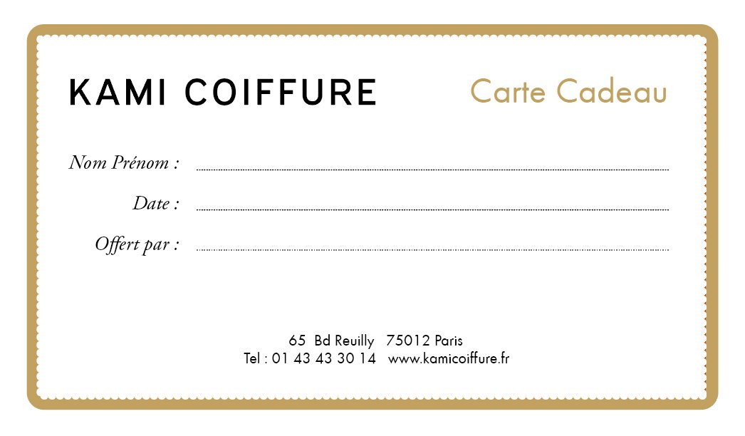 carte cadeau kami coiffure : offrez une coupe de cheveux, une coloration, ombré hair balayage à Paris 12